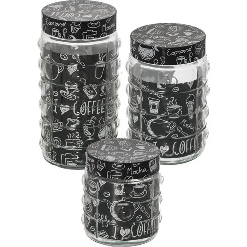 Herevin Three Sizes Coffee Pattern Button Jar