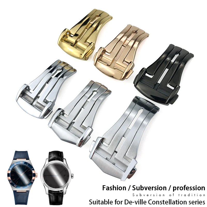 

High Quality Stainless Steel 16mm 18mm 20mm Deployment Folding Watch Buckle for Omega Leather Rubber Strap Foldover Clasp
