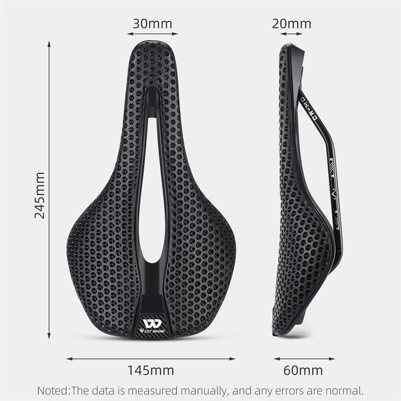 WEST BIKING 3D Printed Road Bike Saddle Variable Density Honeycomb Resin Seat Cushion Exclusive bracket With Tail Lights