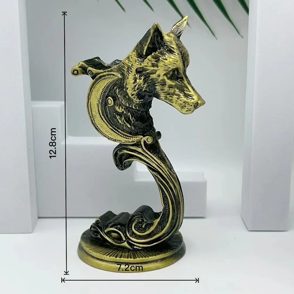 Wolf Head and Scrollwork Crystal Ball Stand Metal Figurine Display Base Sphere Holder Mineral Specimen Healing Stone Home Decor