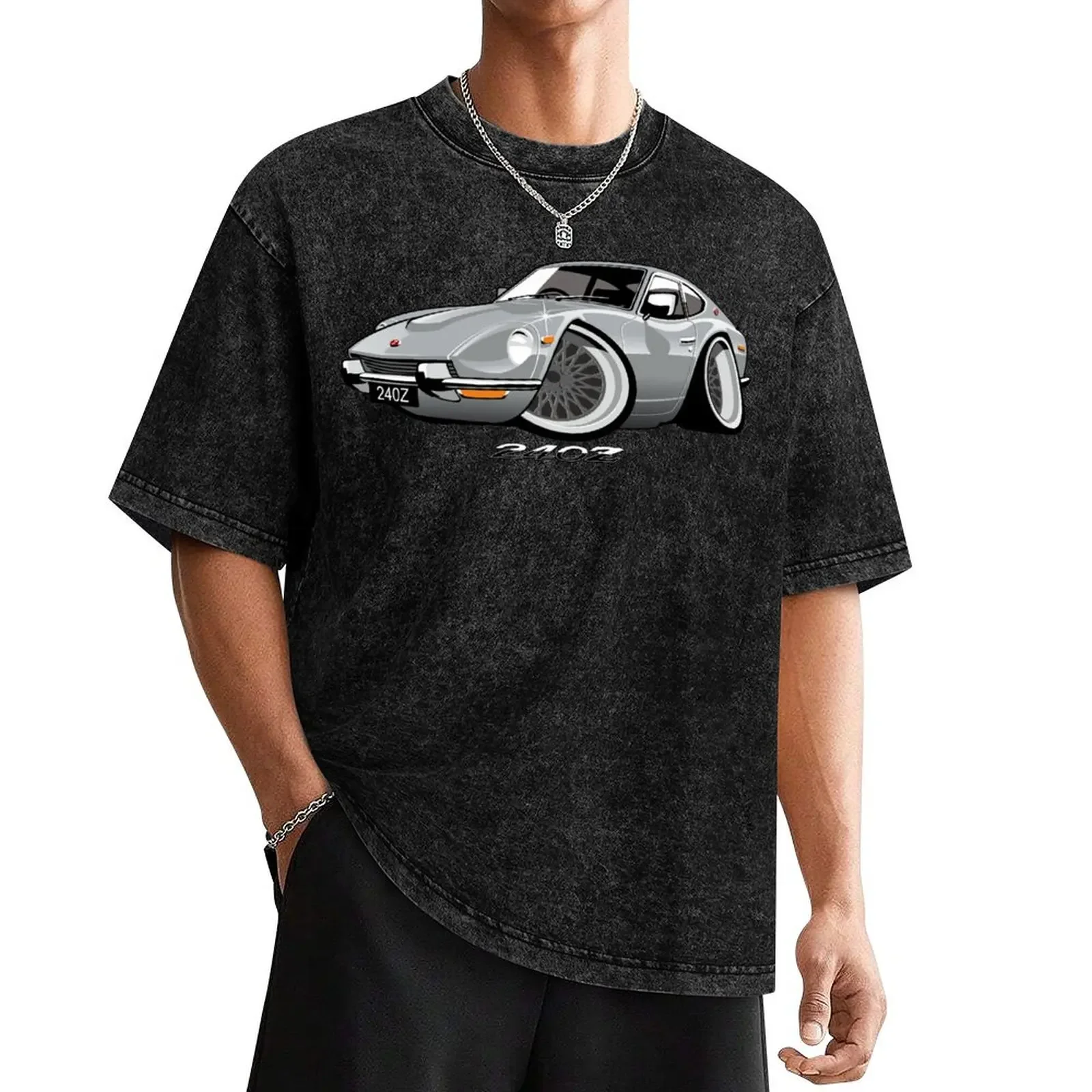 Datsun 240Z caricature silver T-Shirt plus sizes korean fashion oversized graphic tee new edition men tshirt