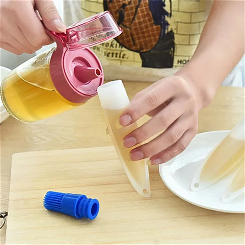 NEW Portable Oil Bottle Barbecue Brush Silicone Kitchen BBQ Cooking Tool Baking Pancake Barbecue Camping Accessories Gadgets