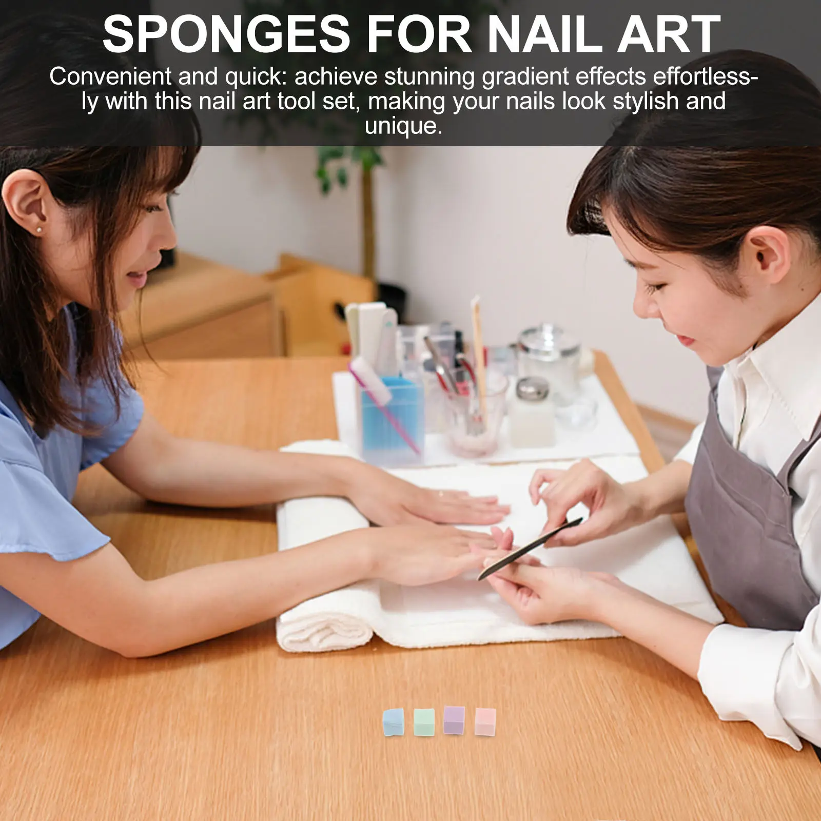Nail Sponge Gradient Tool Set Colorful Small Square Sponges Grabber Pen for Professional Gradient Nail Art Blending Polishing