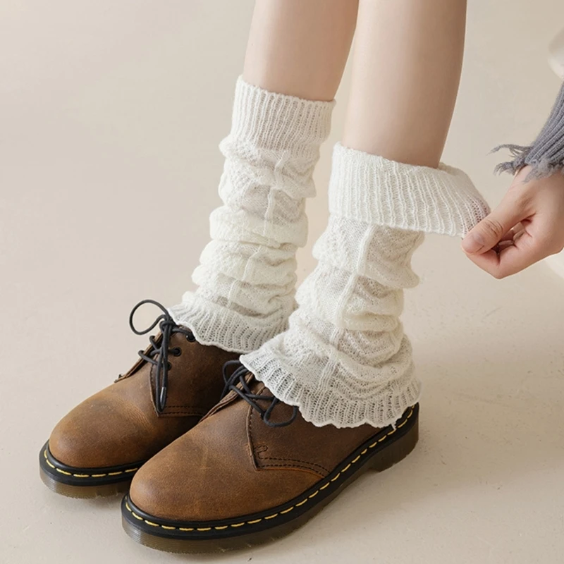 Cable Knitted Leg Covers Warmers Footless Middle Calf Boot Cuffs Socks for Women