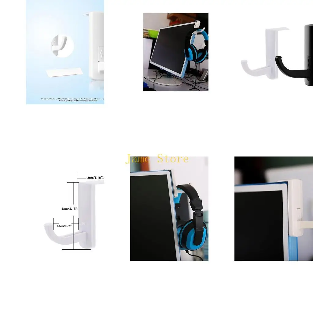 LX0B Headphone Holder Headset Hanger Collection on Monitor Side Storage Hook for Home Office Internet Cafe