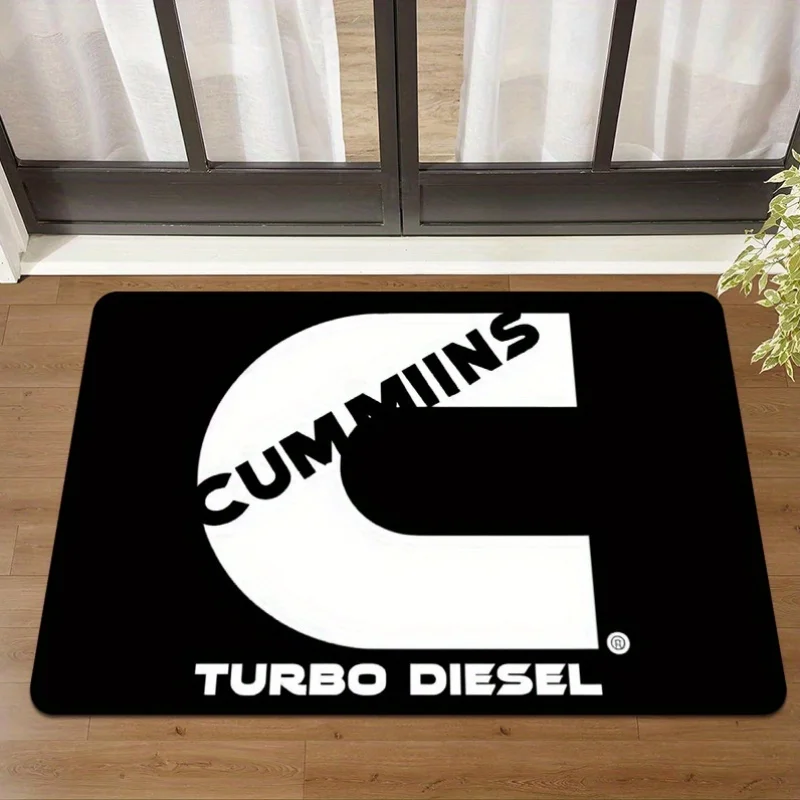 Cummins Turbo Diesel Pattern Flannel-printed floor mats has a non-slip function is suitable entrances bathroom welcome carpets