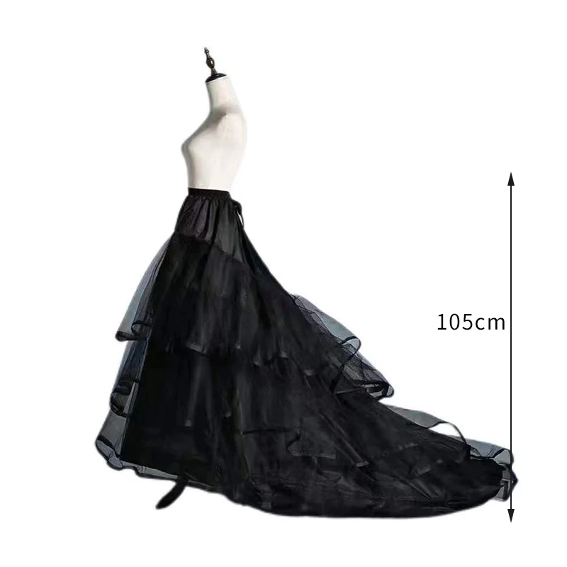 Black Hoop Long Petticoat Crinoline Ball Gown Skirt Underskirt Wedding Accessories