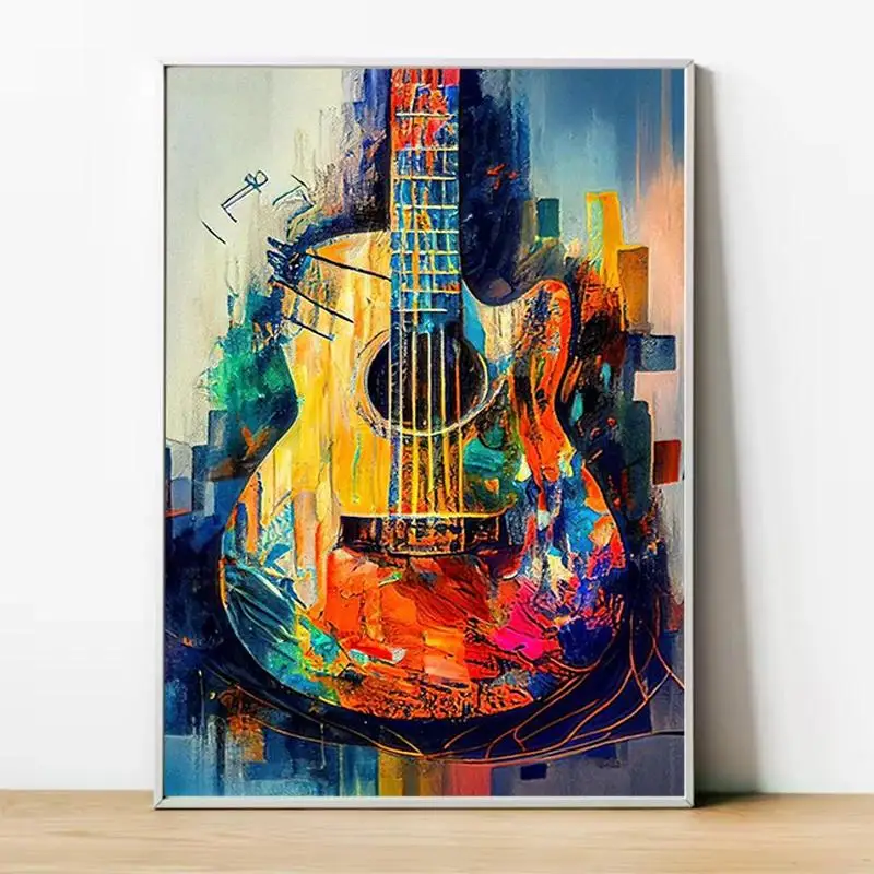 Guitar Oil Painting Canvas Print  Modern Wall Art Poster for Living Room Home Decor