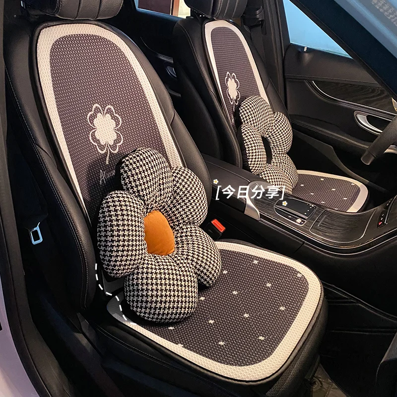 2023 New Four Season Universal New  Creative Flower Ice Silk Summer Protective Car Seat Cushion Cover Car Interior Accessories