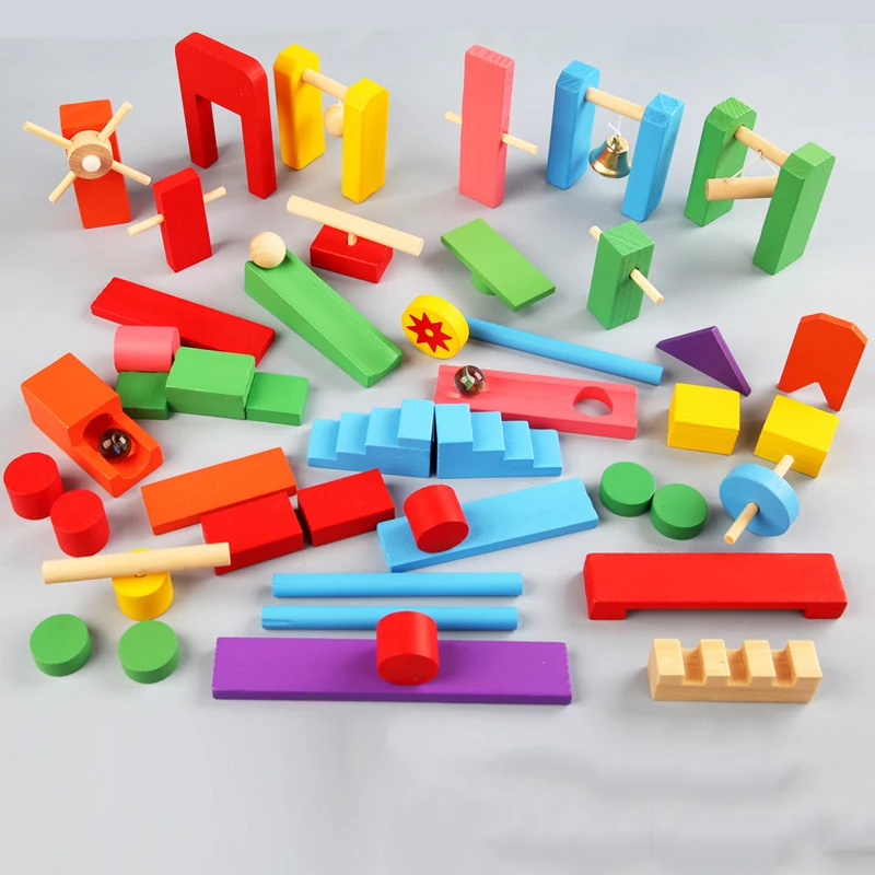 Kids Wooden Rainbow Domino Toy Set Institution Accessories Organ Blocks Hand-Eye Coordination Dominoes Game Educational Toy Gift