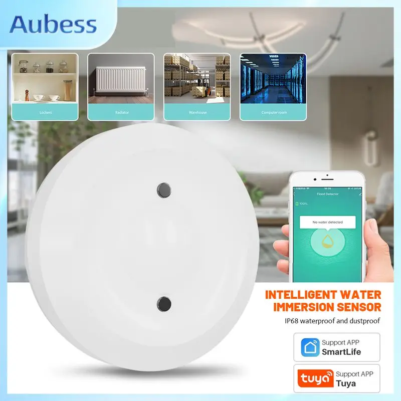 ZigBee TUYA Water Leak Detector Flood Sensor Water Tank Full Water Linkage Alarm APP Remote Monitoring Via Tuya Zigbee Gateway