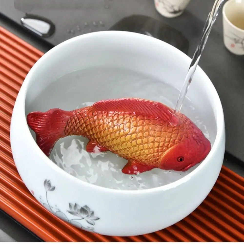 Color Changing Goldfish Tea Table Ornament Heat Sensitive Resin Koi Fish Tea Pet Gold Tea Play Decoration