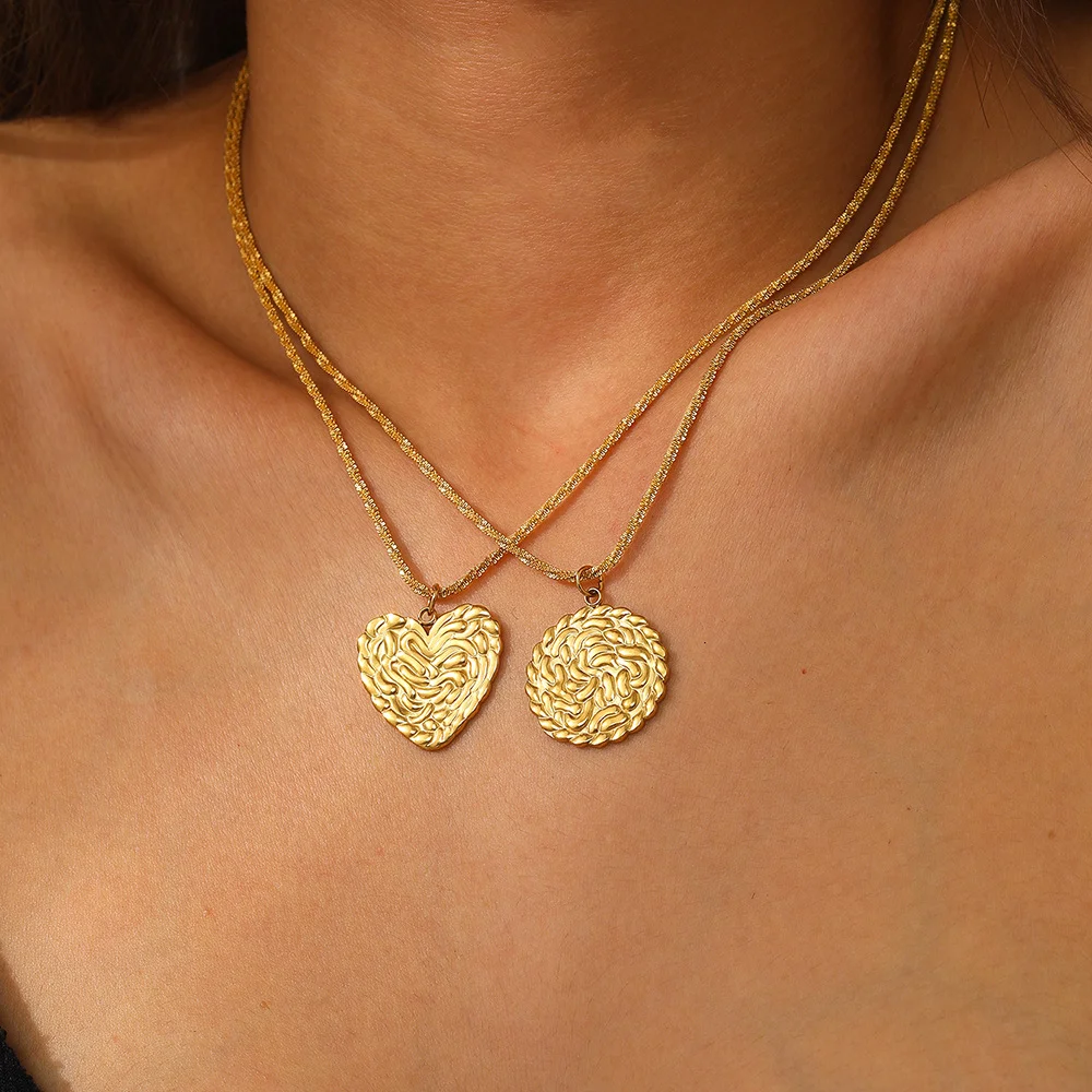 طقم قلادة متعددة دائري على شكل قلب غير منتظم على طراز بوهو، مقاوم للماء وغير يتلاشى، مجوهرات نسائية، هدايا حفلات الزفاف #1
