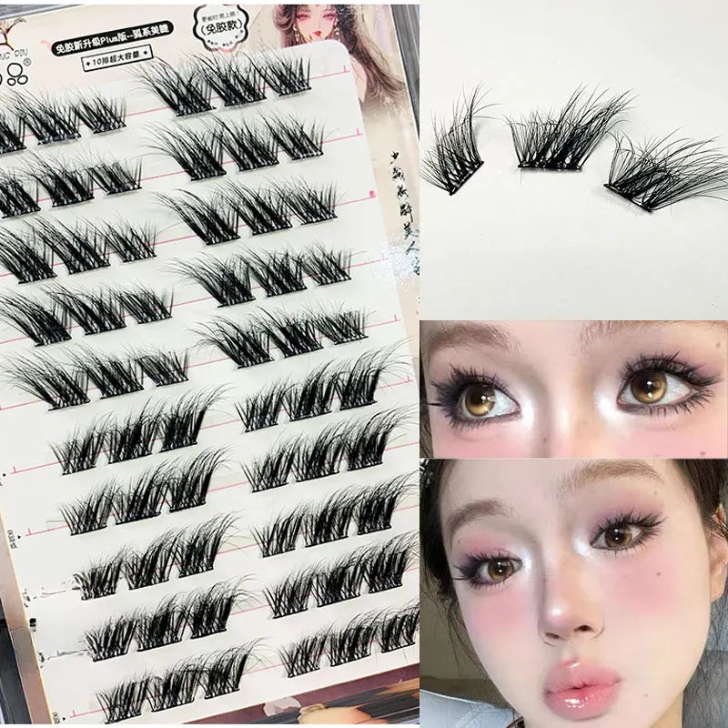 Glue-free and Make-up-free False Eyelashes 5D Fox False Eyelashes Self-adhesive Individual Eyelashes Dense Curls Eye Lashes