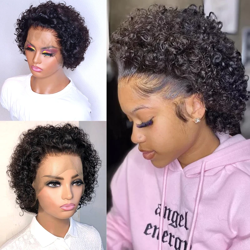 Pixie Cut Wigs Human Hair Curly Lace Front Human Hair Wig 13x4 Lace Frontal Wig Short Kinky Curly Brazilian Wig Pre Plucked