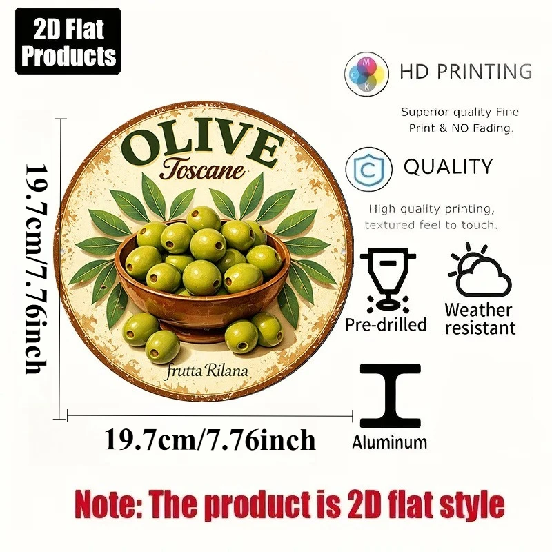2D Flat - 1pc Round Sign, Vintage Plaque about 