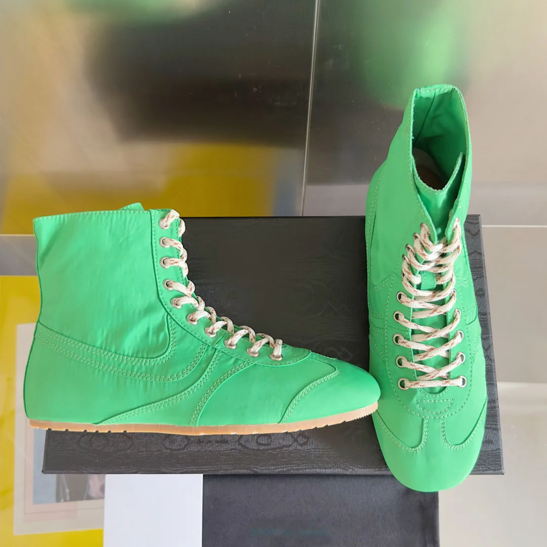 

Women's Green Satin High Top Sneakers