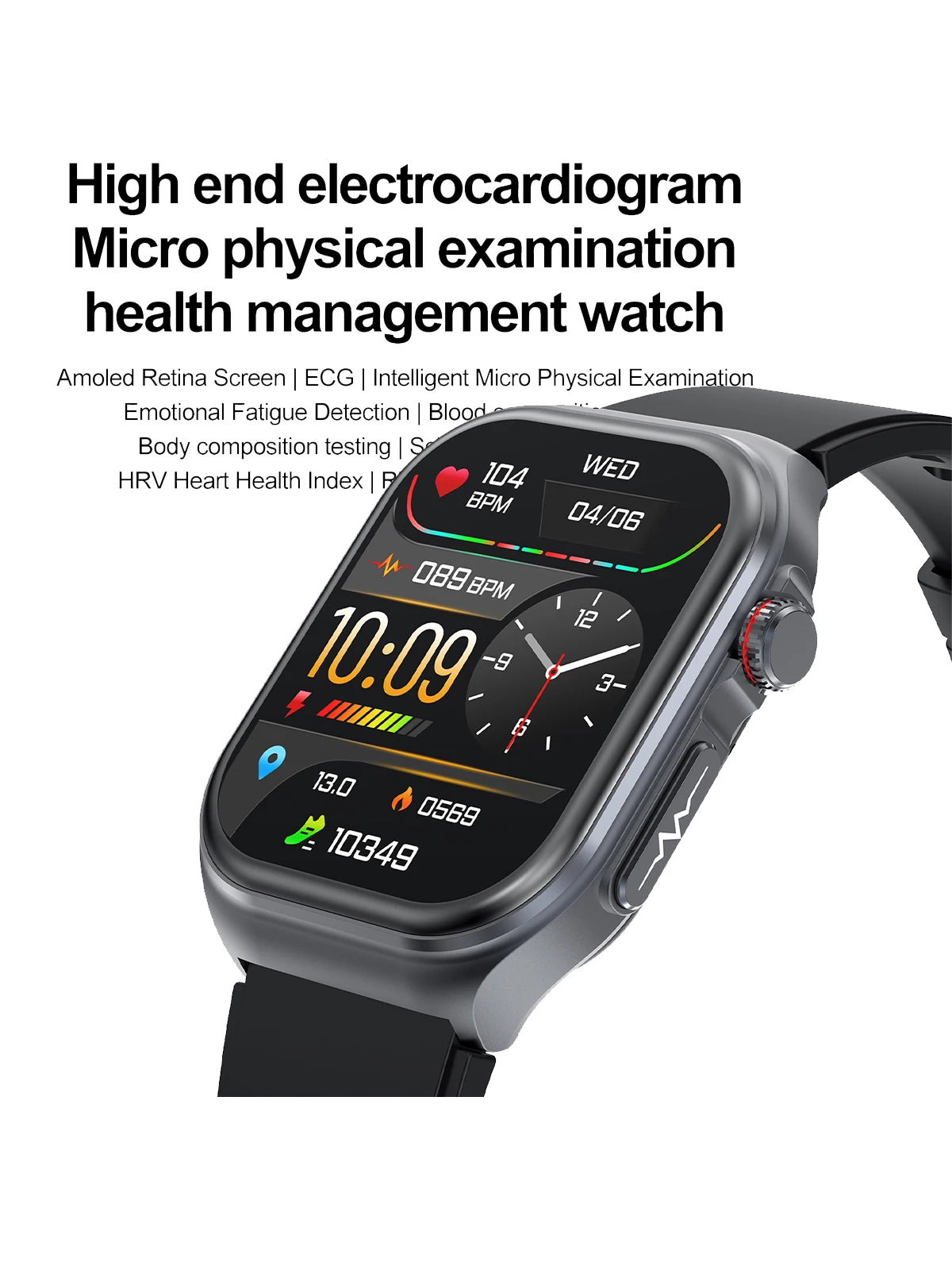 Marsyu AMOLED Smartwatch für Männer EKG-Blutkompositions-Monitor Gesundheitsüberwachung Bluetooth-Anrufe Frauen Sport Fitness