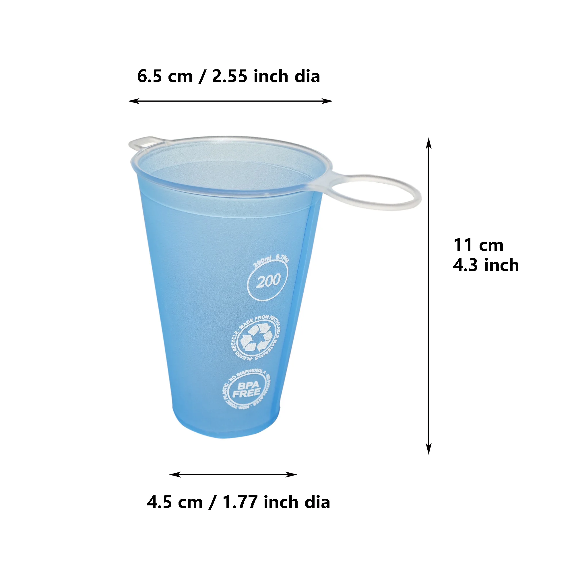 Bottiglia d'acqua da escursionismo colorata da 200 ml Tazza per bevande pieghevole morbida portatile Tazza per bere all'aperto riutilizzabile per la corsa con lo zaino in spalla