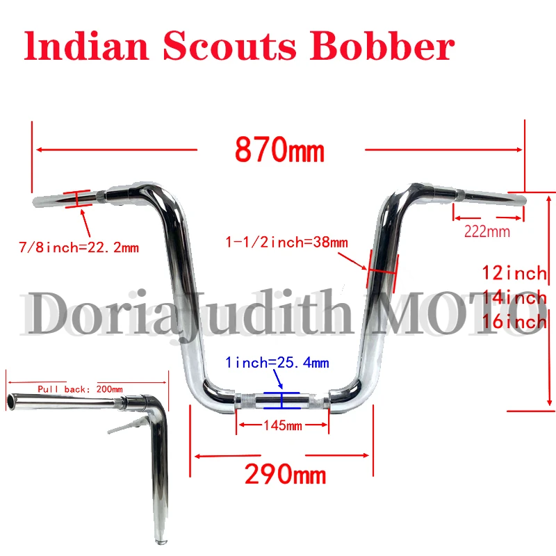 For Indian Scouts Hussar Bobber Custom Handlebar Steering Wheel Motorcycle 1-1/2