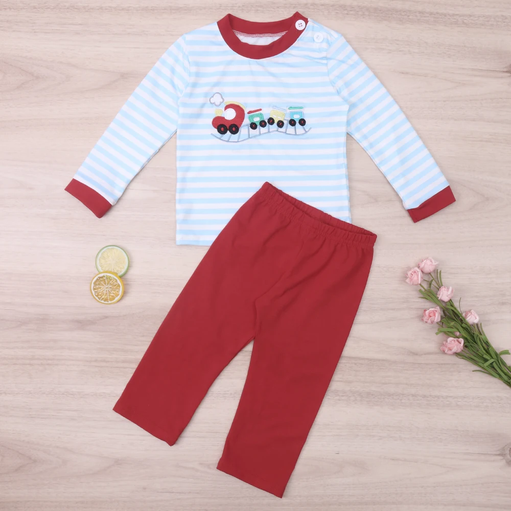 

Fall Back to School Children Boys Clothes Car Embroidery Kids Baby Suits Cotton Red Moisture Pants Juvenile Outfits