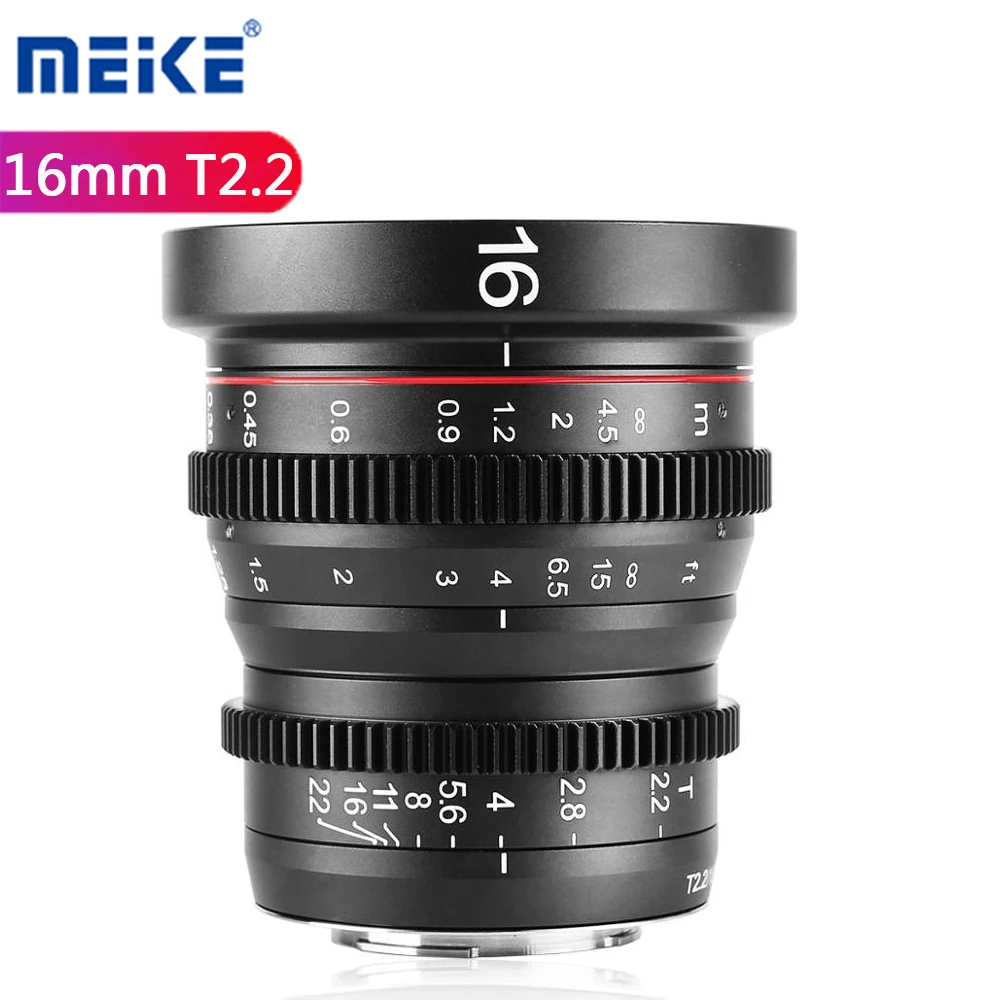 MEKE Meike 16mm T2.2 Cinema Lens Manual Focus Manual Focus Aspherical Portrait Cinera Lens for Micro M43-mount