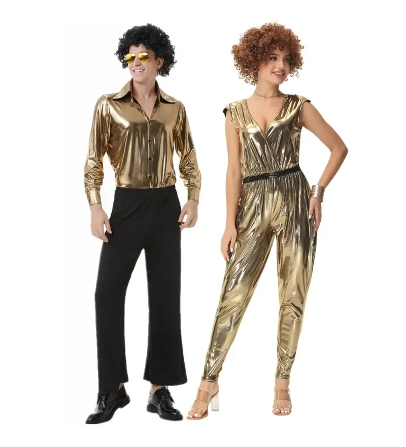 

80's Disco Men Women Cosplay Halloween Costumes Vintage 70's Hippies Costume Couple Festival Party Outfits