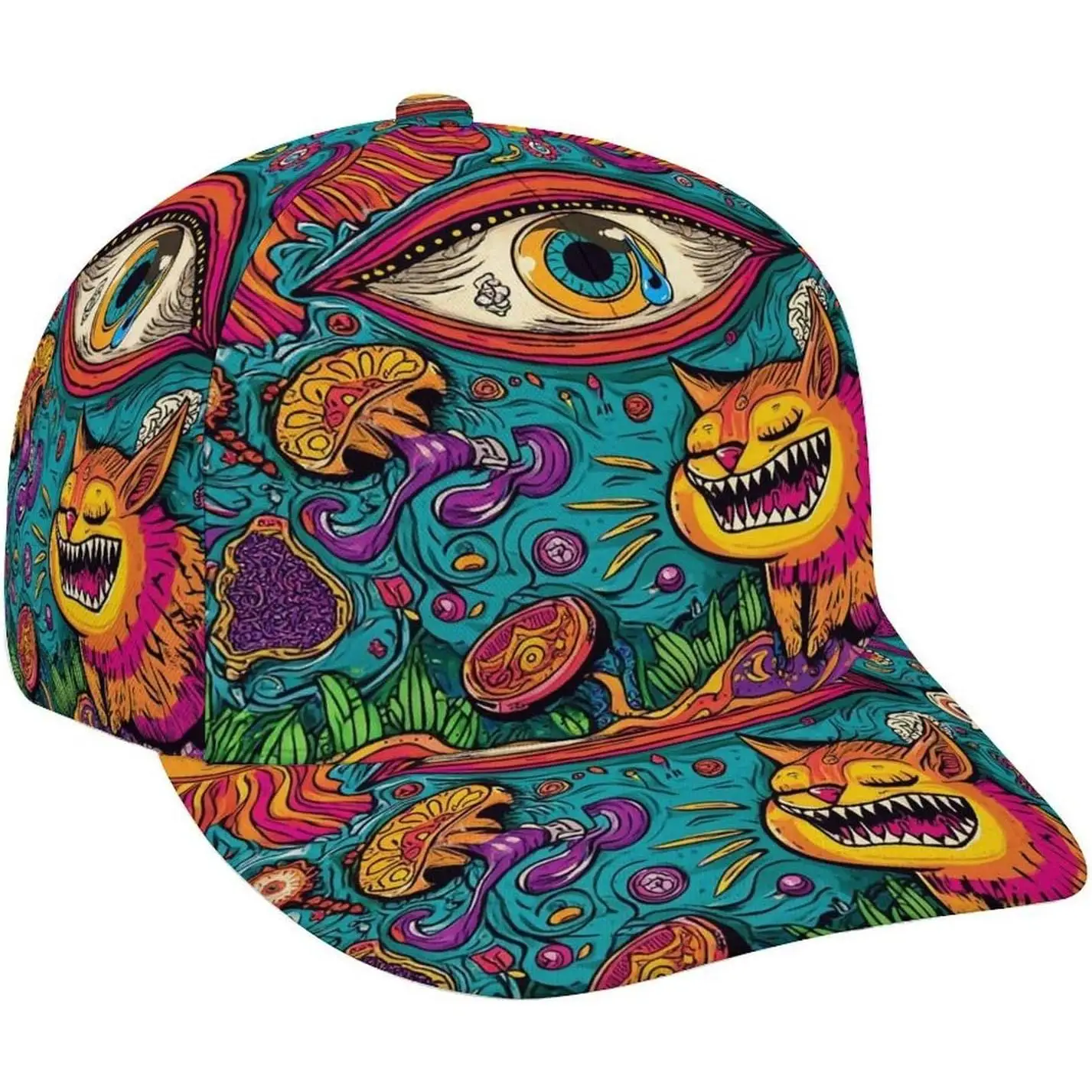 

Яркая бейсболка с абстрактным сюрреалистическим искусством, смелая красочная шляпа с ручным принтом, мягкая бейсболка, быстросохнущая летняя кепка дальнобойщика