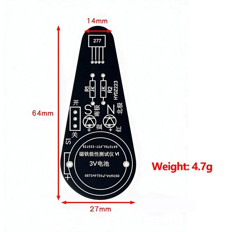 DIY Magnet Polarity Tester Unassembled Kit Magnetic N/S Pole Detector Electronic Soldering Practice Parts With PCB Board