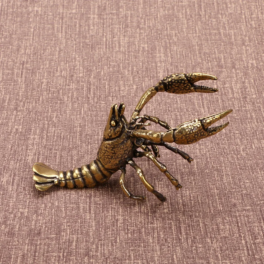 

Brass Lobster Trinket Solid Copper Cast Tea Pet Copper Art Antique Wrapping Pulp Play Collection of Old Copper Carving Artifacts