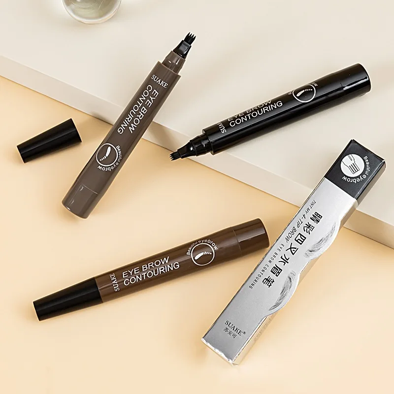 Stereoscopic eyebrow hair distinctive 4-pronged wild water eyebrow pencil lasting non-staining waterproof sweatproof non-fading