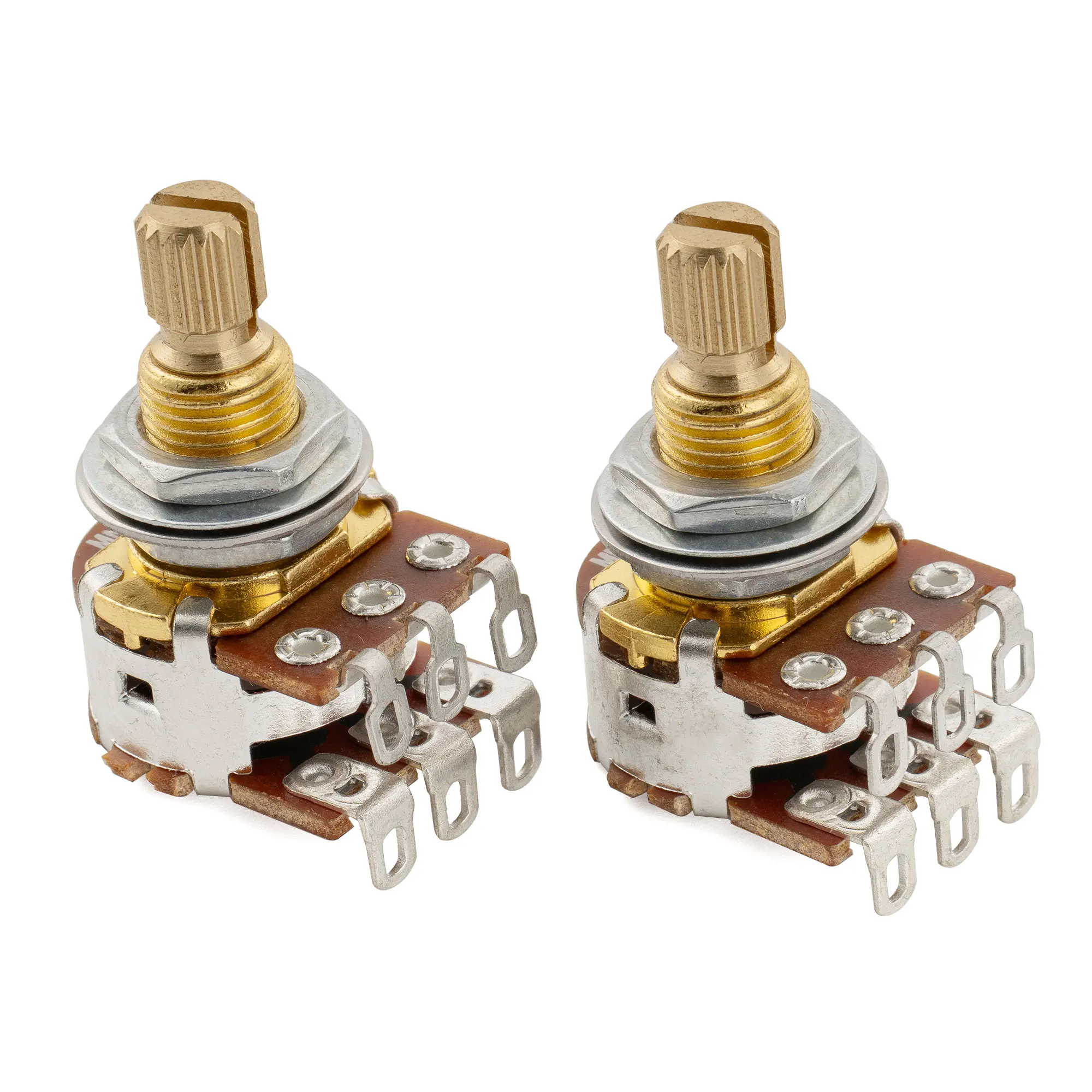 Musiclily Pro MN250K/MN500K Mini Pots Metric Split Shaft Blend Pots Dual Balance Potentiometers with Center Detent (Set of 2)