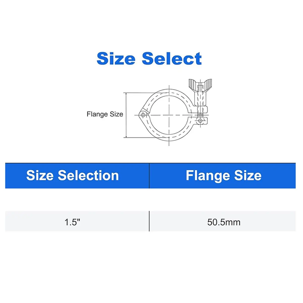 5 Pack Single Pin Heavy Duty Tri Clamp, 1.5 Inch Ferrule TC, Stainless Steel 304 Sanitary Fitting with Silicone Gasket