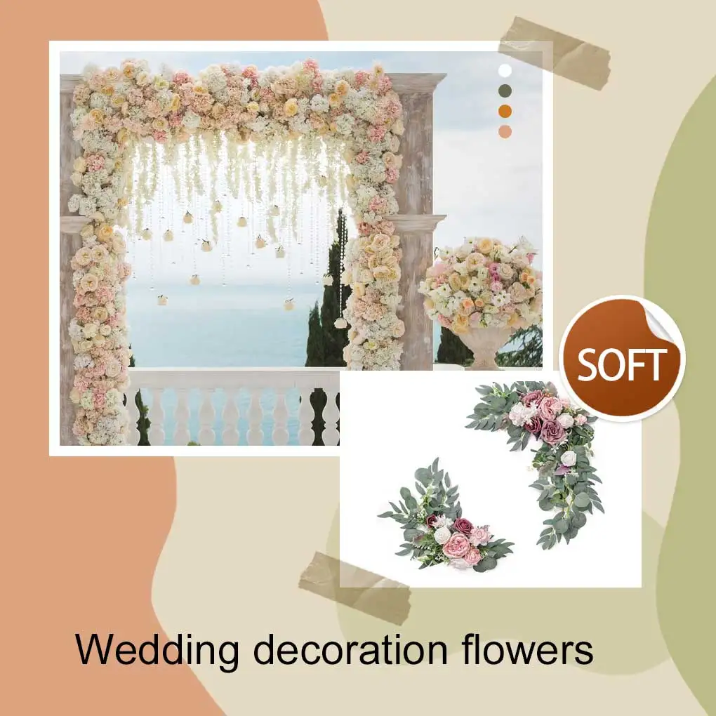 2 pezzi arco fiore pianta fiori artificiali sfondo decorazione ornamenti fatti a mano accessori festa celebrazione