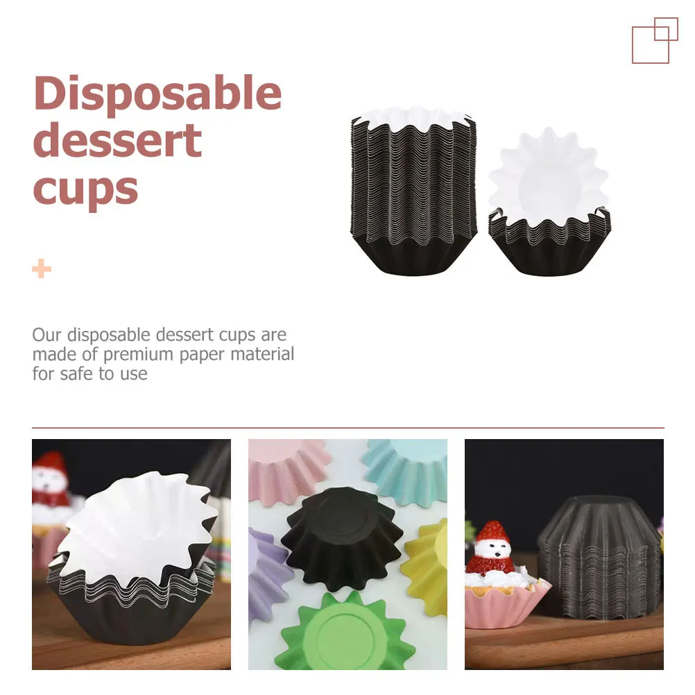 

150Pcs Grease-Proof Paper Cups Decorative Cupcake Liners for Dessert Pudding Ice Cream Baking Parties Weddings Camping