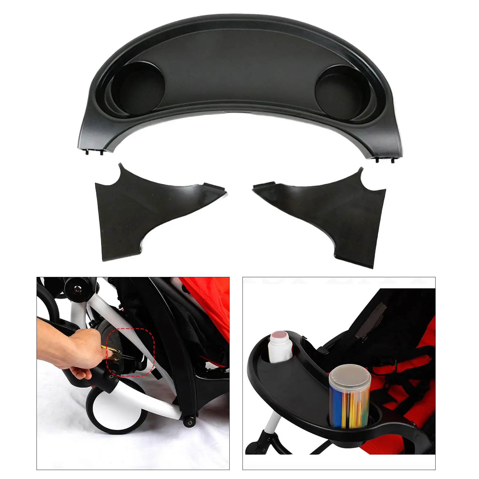 Baby Stroller Stable Fixation Grip Professional up Kid' Organizer Durable Washable Removable Black for +
