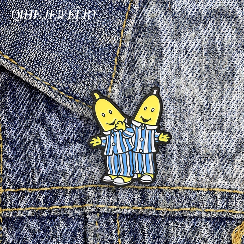 Funny Pajama Banana Man Enamel Pin Retro Cartoon Children's Animated Brooch Lapel Pin Badge on Backpack Accessories Jewelry Gift