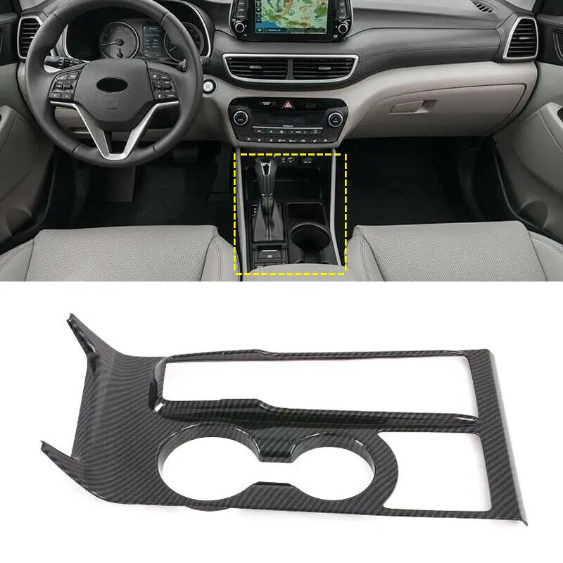 ABS Carbon Fiber Central Console Gear Shift Box Panel Cover Trim for Hyundai Tucson 2019-2020