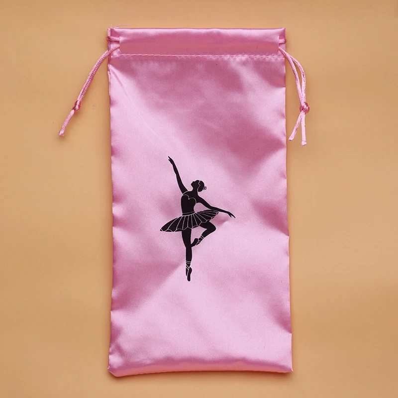 Bolso de mano para Ballet, organizador portátil, bolsas de almacenamiento de baile, bolsa de zapatos de Ballet de satén rosa, bolsa de zapatos de baile para damas