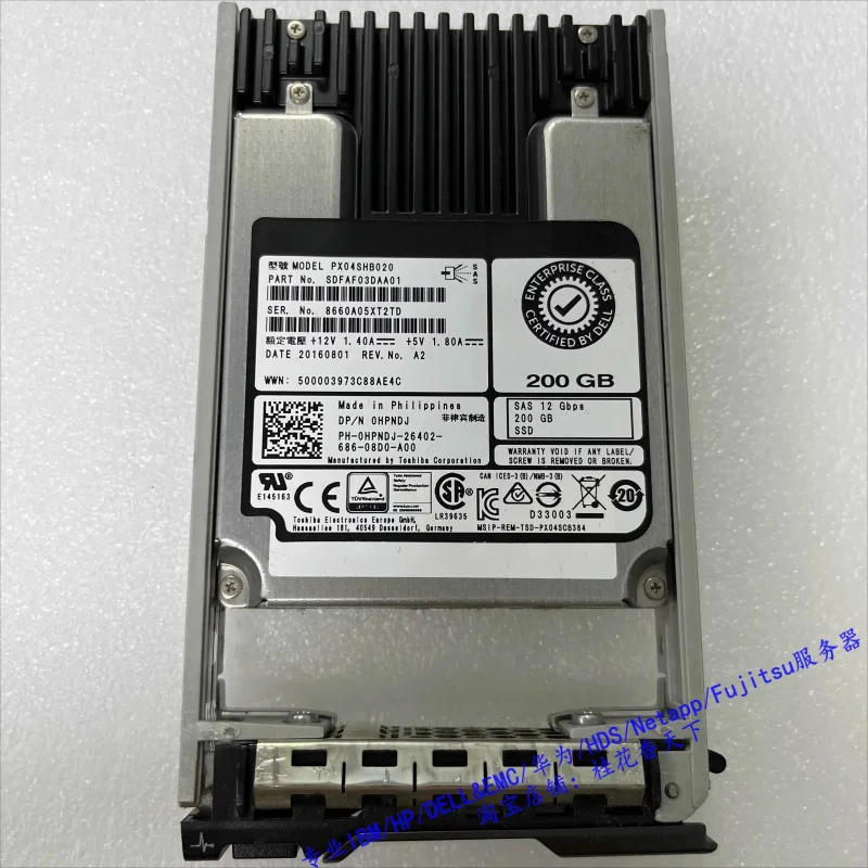 

0HPNDJ 200G SAS 12G SSD 2.5 PX04SHB020 Server SSD Used
