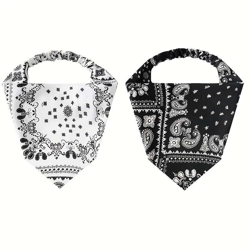 レディース三角弾性ヘッドスカーフ、レトロボヘミアンスタイルの滑り止めヘアアクセサリー4個。