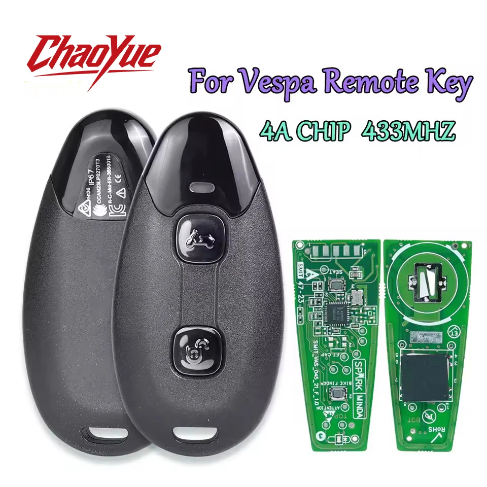 

For Vespa 2025 Leo Smart Motorcycle Remote Key Vespa 150CC Primavera Sprint Tech Elettrica70 GTS 300CC LX125/S 4A CHIP 433MHz