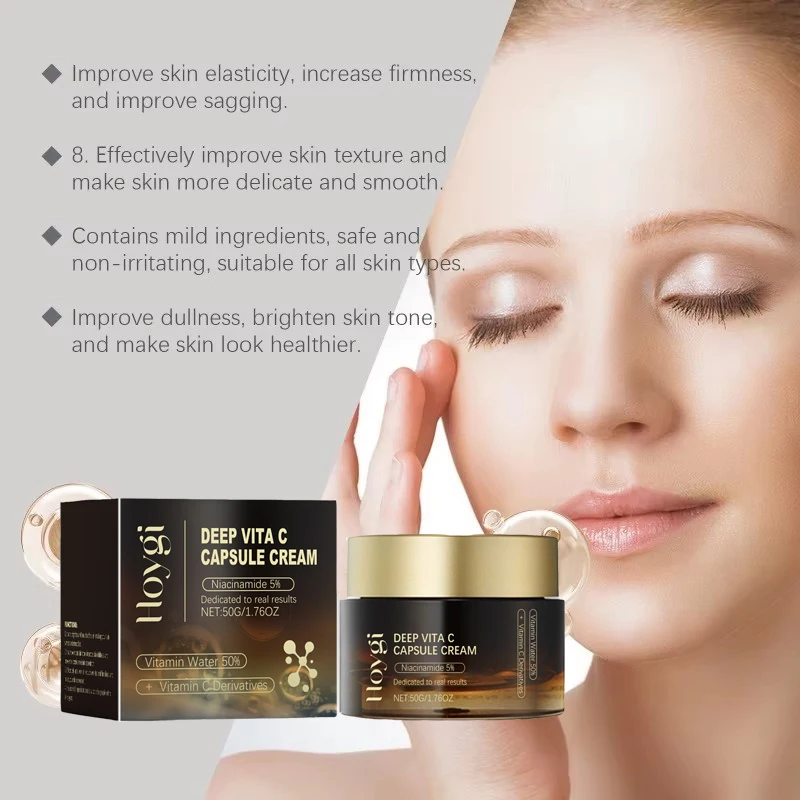 Deep Vita C Capsule Cream Face Moisturizer Gel With Collagen & Niacinamide Anti Wrinkles Firming Repairing Hydrating Skin Care