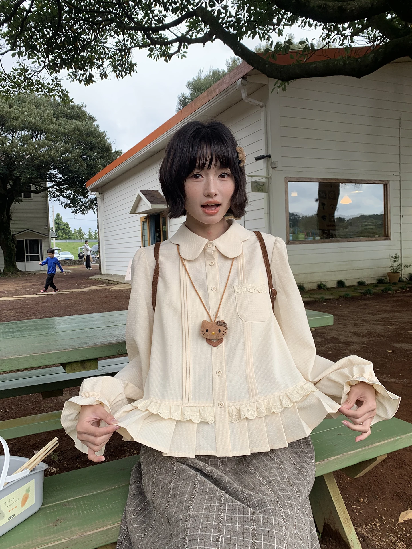 

Новинка: Детская блузка Sweet Sle для девочек с воротником, многослойными оборками по низу, из смесового хлопка и полиэстера, с длинным рукавом, осень-зима