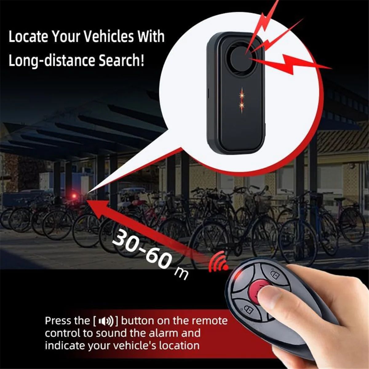 

ABNJ Vibration Bike Alarm with Remote Control Motorcycle Bicycle Alarm 113dB Intrusion Detector Vehicle Search Car Alarm