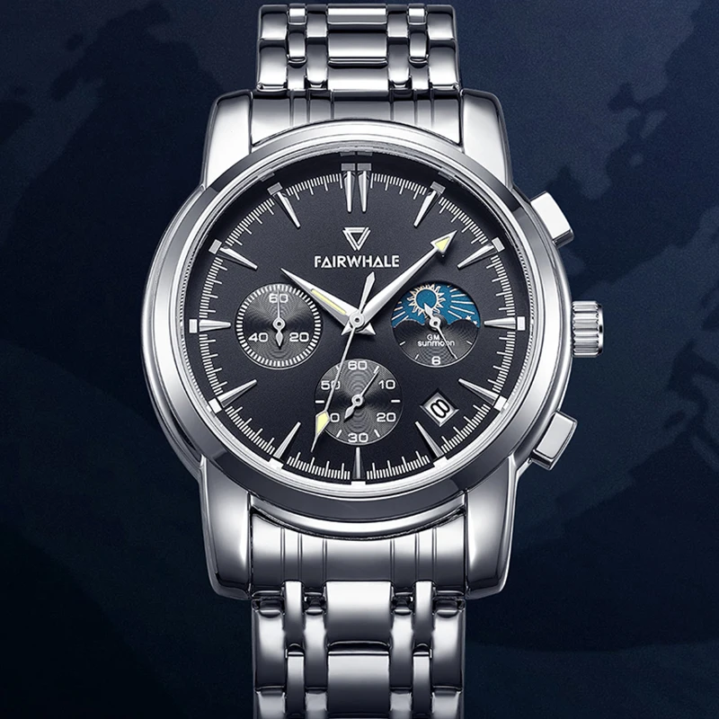 Mark Fairwhale 5370 Fashion Business Casual Men Watches Luxury Stainless Steel Sport Wristwatch Waterproof Quartz Watches