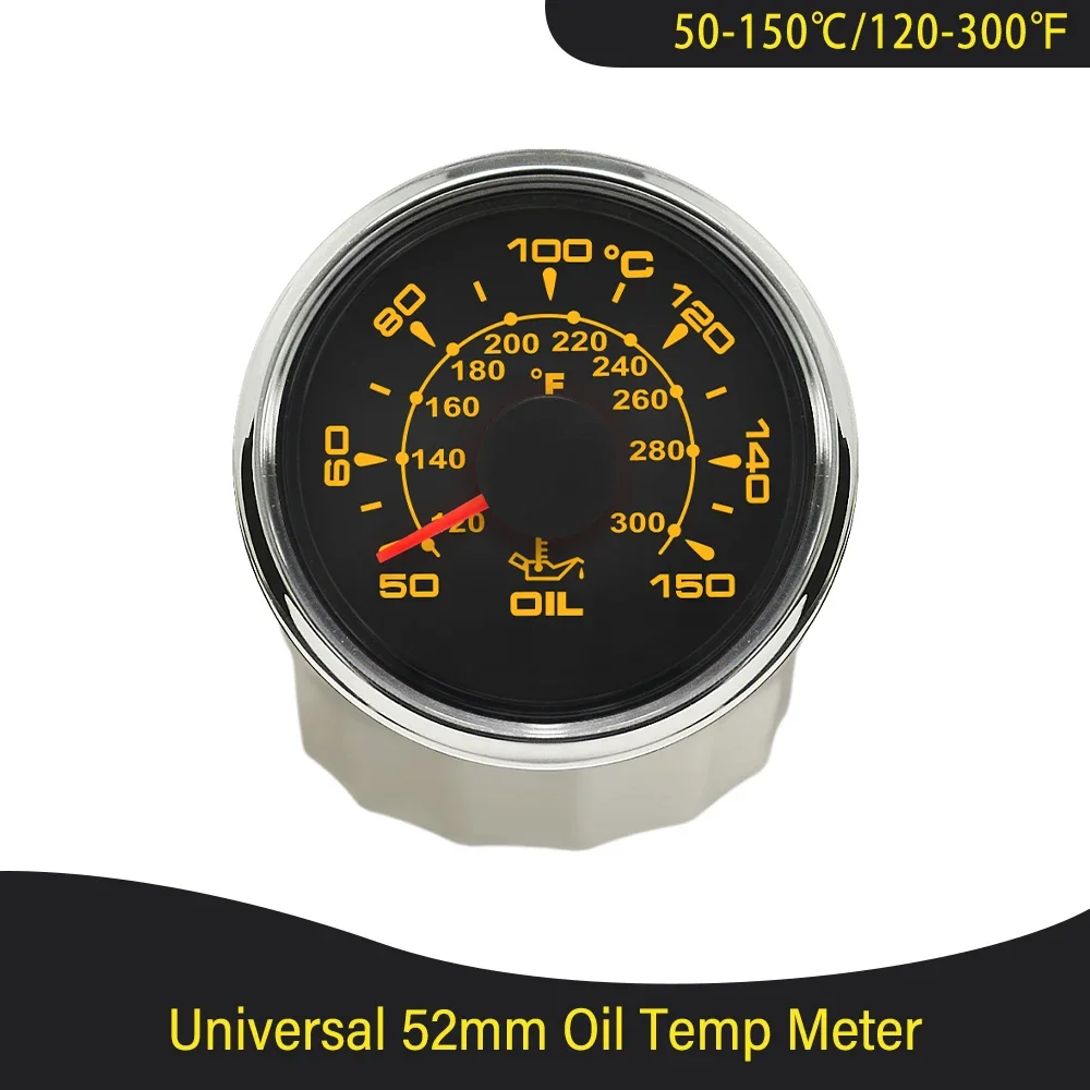 

Waterproof 52mm Marine Auto Oil Temp Gauge Temperature Meter 50-150℃ for Boat Truck Universal Car with 8 colors Backlight