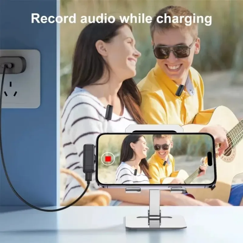 Microfono Lavalier Wireless con Vano di Ricarica Digitale e Cancellazione Intelligente del Rumore per Android e iPhone 15 16 17