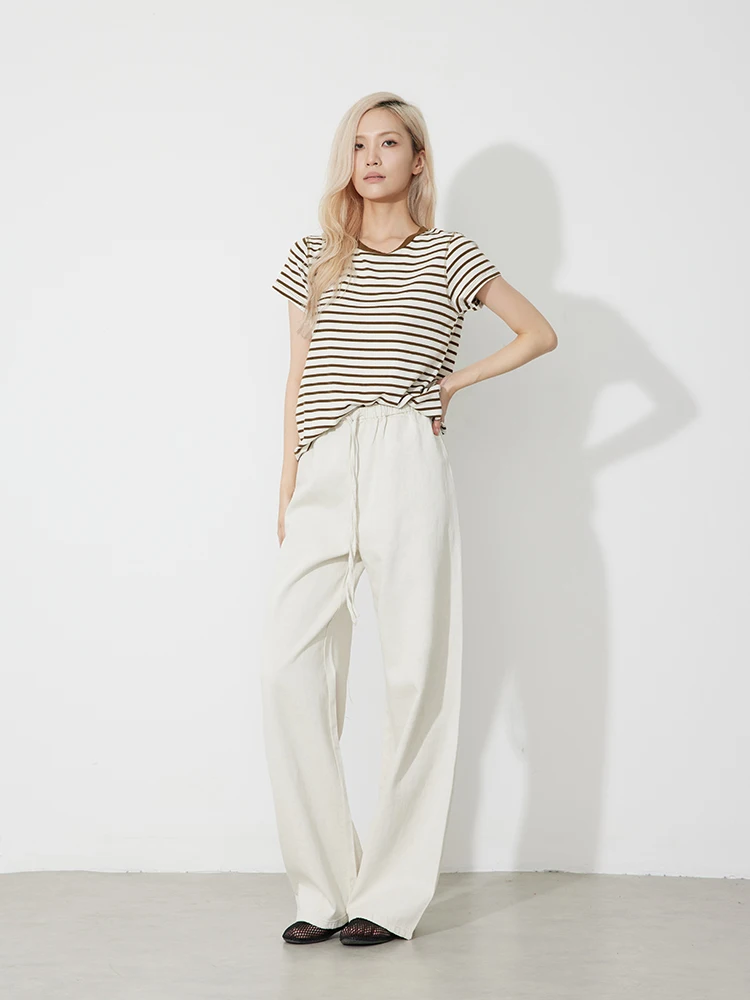 

Джинсы RUGOSAM с широкими штанинами, серия Весна-Лето, новинка, на резинке, для женщин, RB0684, с высокой талией, из денима