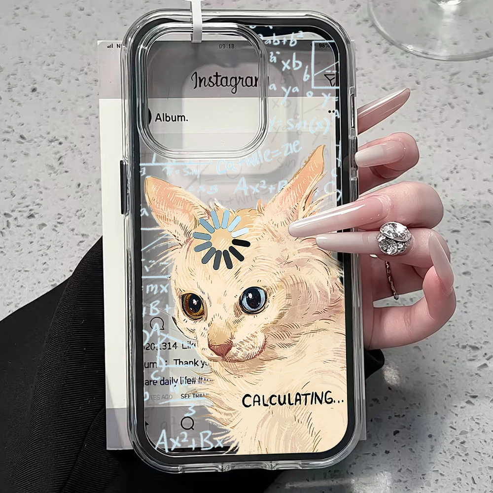Calculating Cat Transparente Handyhülle für Samsung Galaxy S26 Ultra S25 S24 edge s22 s23 Plus FE A57 A54 A55 A16 A35 A36 A37 5G Cover – Detail 2